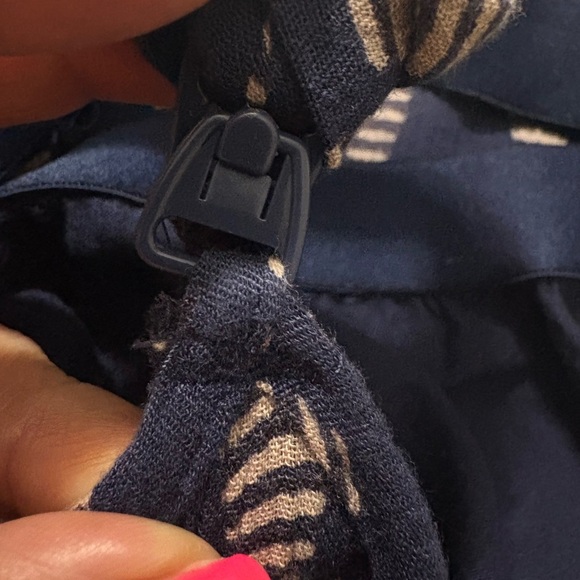 A Pea in the Pod Nursing Mini Sleeveless Blue and Tan Pleated Sundress w Pockets - Picture 8 of 14